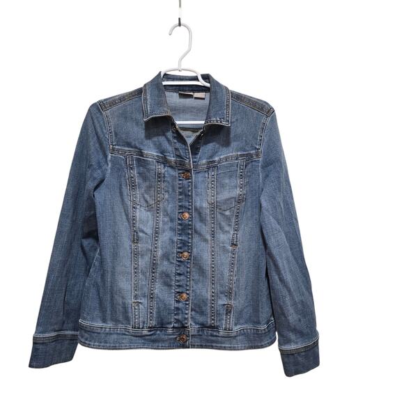 Chico's Jackets & Blazers - Chico's Stretch Denim Jacket Size 4/6 Blue Button Front Classic
